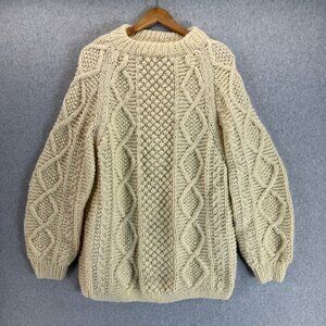 Passports Of Pieri Imports Vintage Cream Cable Knit 100% Wool Sweater Size Large